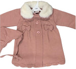 Bow knitted coat-dusty pink